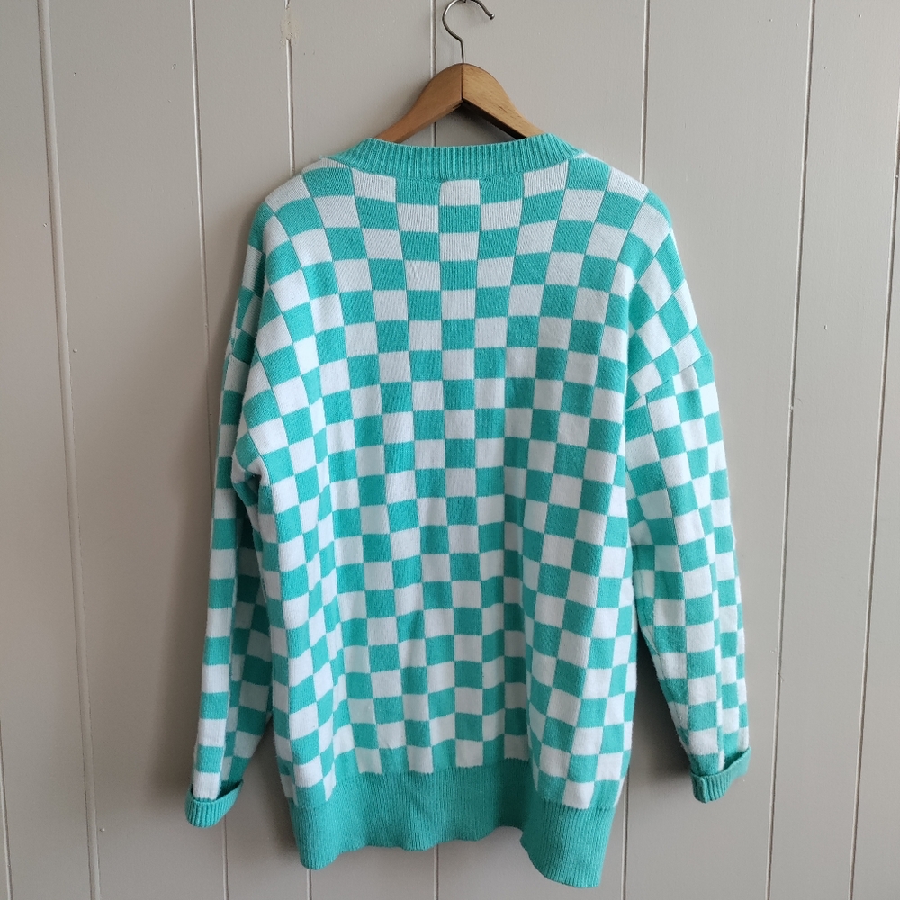 Vibrant Checkered Cardigan Size L - Picture 2 of 7